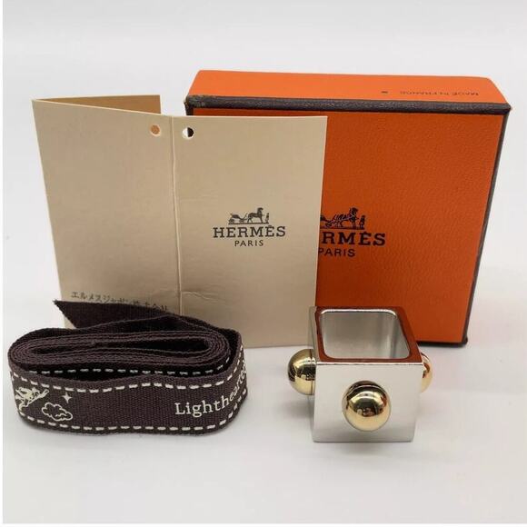 Hermes Chaine d'Ancre Scarf Ring Silver x Gold W/Box - Picture 9 of 9